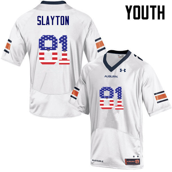 Youth #81 Darius Slayton Auburn Tigers USA Flag Fashion College Football Jerseys-White